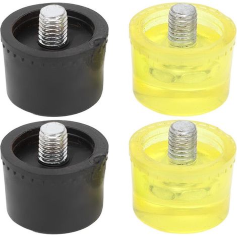 2 jeux d'embouts de remplacement de marteau à tête de frappe en caoutchouc, accessoires de maillet jaune noir, Dia 25mm (1/5)