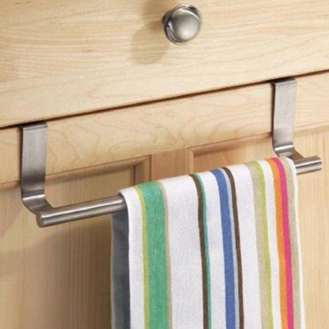 TRADE SHOP - Porta Asciugamani Strofinacci In Acciaio 23cm Per Ante Porte Con Aggancio Rapido - (1/4)