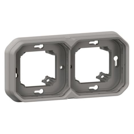 Support plaque encastré 2 postes horizontal/vertical étanche Plexo gris - Legrand