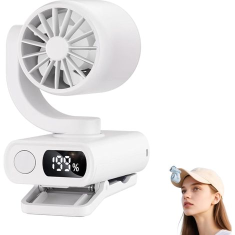 Ventilador de pinza, blanco, ventilador de pinza portátil mini ventilador de pinza – silencioso, para ciclismo, cinturón, viajes y oficina – blanco (1/5)