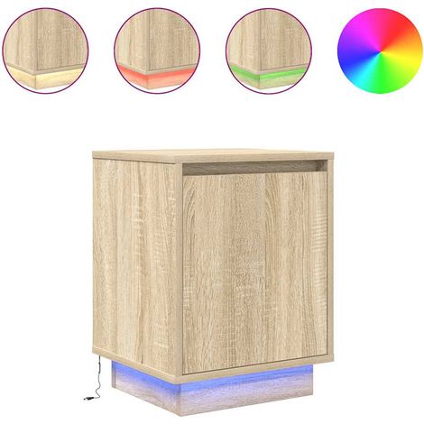 Maison Exclusive - Nachttisch mit LED-Leuchten Sonoma-Eiche 38x34