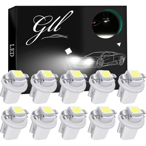 10pcs Ampoule T5 LED B8.5 Blanc 12V Interieur Tableau de Bord Voiture (1/5)