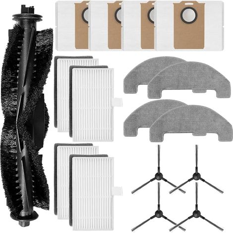 Kit D'Accessoires Compatible avec Monsga MS1 MAX - 1 Brosse Principale, 4 Brosses Latérales, 4 Sacs à Poussière, 4 Lingettes & 4 Filtres HEPA Pièces de Rechange (1/5)