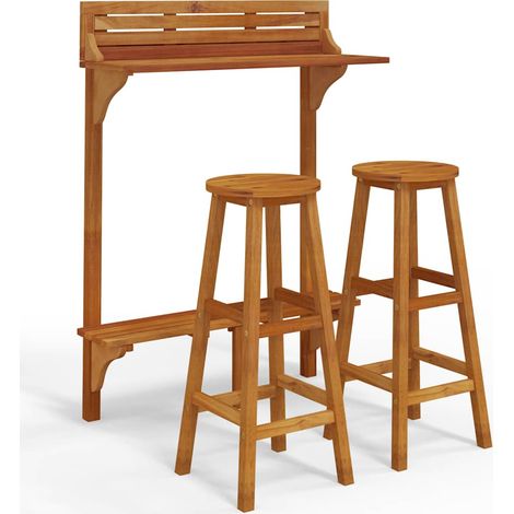Maison Exclusive - Ensemble de bar de balcon 3 pcs Bois d'acacia massif (1/5)