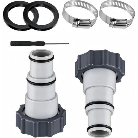 Raccord Tuyau Piscine, Adaptateur Tuyau Piscine 32 38, Raccord Pompe Piscines pour Pompes de Filtration à Raccord-Fileté et Systèmes de Saumure (7PCS) (1/5)