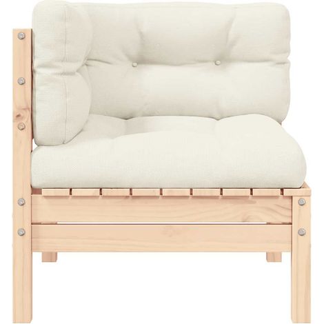 Maison Exclusive - Garten-Ecksofa mit Kissen in Creme Massivholz (1/5)