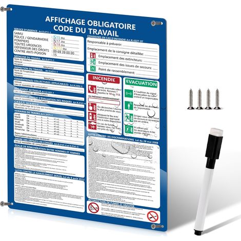 A3 Labor Code 2026 Mandatory Display Sign 400 X 300mm Rigid PVC 1mm Self Adhesive Back Includes Erasable Pen Screw Fixing Panel Display Regulatory Business Restaurants (1/5)