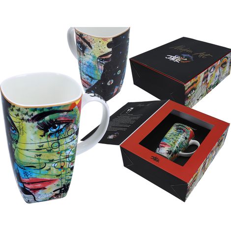 Mug en porcelaine Louis Jover pour femme, idéal pour le café ou le thé (2 unités) (1/5)