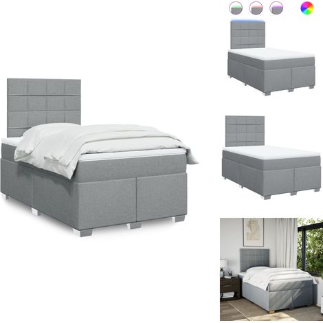 Sommier à lattes de lit et matelas gris clair 120x190 cm tissu - Sommier À Lattes De Lit - Sommiers À Lattes De Lit - Lit - Meuble De Chambre À Coucher (1/5)
