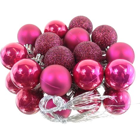 Weihnachtskugeln Festive Pink bruchfest Ø 3 cm aus Kunststoff - 14er Set
