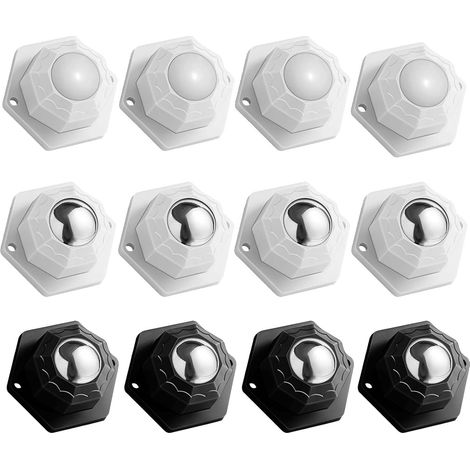 12 rotelle per mobili di piccole dimensioni, rotelle adesive piccole, rotelle silenziose per mobili nere e bianche, mini rotelle per piccoli articoli per la casa (1/5)