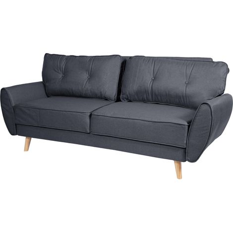 3er-Sofa HHG-474, Couch Klappsofa Lounge-Sofa, Schlaffunktion Stoff/Textil anthrazit