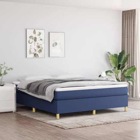 Lit Adulte moderne, Lit à sommier tapissier avec matelas Bleu 160x200 cm Tissu GSW31194