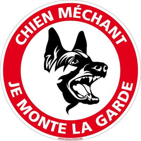 Panneau de Signalisation PVC 1 mm. Panneau Interdiction. Panneau Parking, Panneau d'information PVC. Taille au choi - Chien méchant je monte la garde - Diamètre 300 mm (1/5)