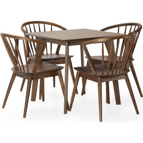 Set tavolo 80x80 cm e 4 sedie da pranzo Mura Noce