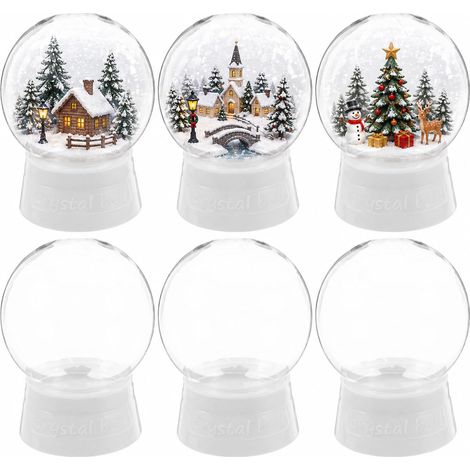 Lot de 6 boules à neige vides en plastique - 270 ml - Avec bouchon dévissable - Pour bricolage et Noël (1/5)