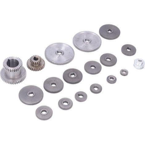 Kit de 18 engrenages métalliques interchangeables pour tour à métaux avec poulie et courroie moteur HT250 en fonte grise (1/5)