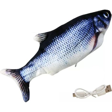 Poisson électrique réaliste en peluche rechargeable avec mouvement de queue, carpe herbivore, jouet cadeau en coton PP, simulation de poisson agitant. (1/5)