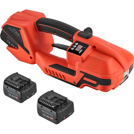 VEVOR Reggiatrice Elettrica, 2 Batterie da 4000 mAh, Reggiatura Automatica con Display Digitale per Reggette in PP/PET Larghe 9-16 mm, Macchina Tenditrice per Pallet di Scatole di Imballaggio