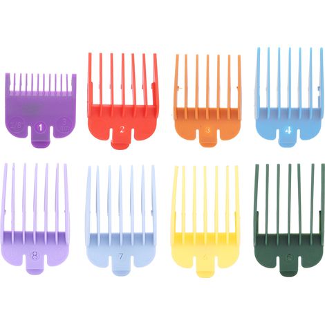 Ensemble de tondeuse à cheveux colorée 8 pièces avec lame dégradée, peigne de guidage, tondeuse électrique, pied à coulisse et autres outils de coiffure. (1/5)