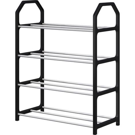 Shoe Rack - 4 Tiers - Steel Tube Frame - Stackable - For Bedroom Closet Entryway Dorm Room - 50x42x18 cm - 1 Unit (1/5)