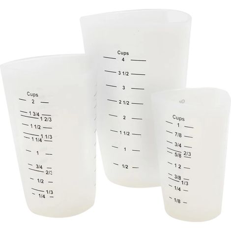 Tablecraft set 3 bicchieri dosatori graduati in silicone, qualità professionale (1/5)