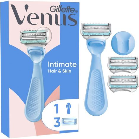 Gillette Venus für den Intimbereich Systemklingen 3er + Handstück Mehrwegrasierer inkl. Ersatzklingen 1 Stück