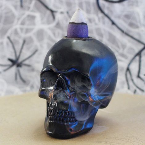 Brûleur D'Encens - Tête De Mort En Résine - Décoration Halloween - Pour Maison Et Fêtes - 1 Pièce