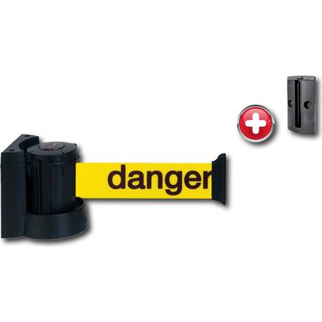 Enrouleur mural avec sangle Jaune avec marquage Danger 2,30m x 50mm plus Platine murale - 2031585 (1/3)