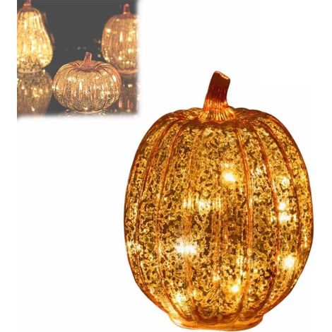 Lampada a forma di zucca di Halloween unica,luci a LED,decorazioni per la casa, luce tremolante,illuminazione natalizia, decorazioni di Halloween, oro