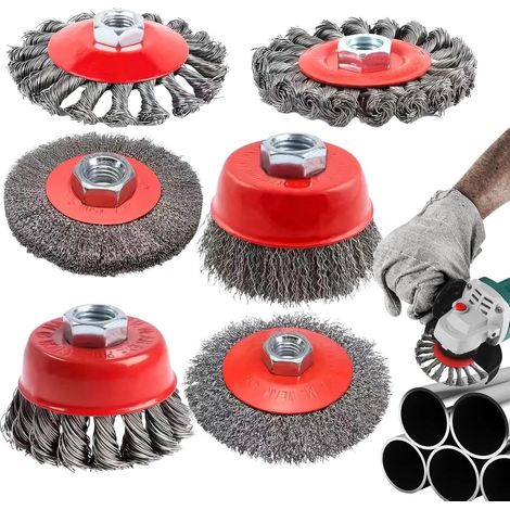 Disque à Fil pour Meuleuse d'Angle Brosse à Fil Nœudé 6 Pièces Accessoires (1/5)