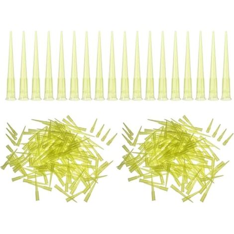Lot de 1 000 Embouts de Pipette Universels en Plastique pour Liquides de Laboratoire 200 μL, Jaune Transparent (1/5)