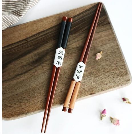 Baguettes - Bois de Châtaignier - 23,5 cm - Pour Adultes et Enfants - 2 Paires (1/4)