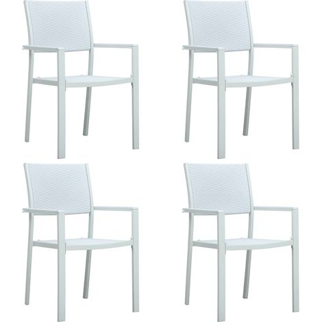 Chaises de jardin-Chaise de terrasse-Chaise d'extérieur lot de 4 Blanc Plastique Aspect de rotin (1/5)