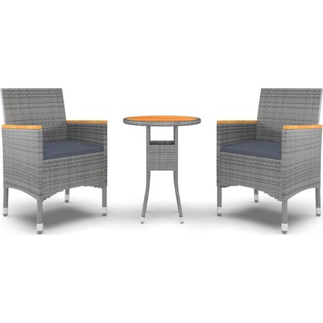 Maison Exclusive - 3-tlg. Garten-Essgruppe Poly Rattan Grau