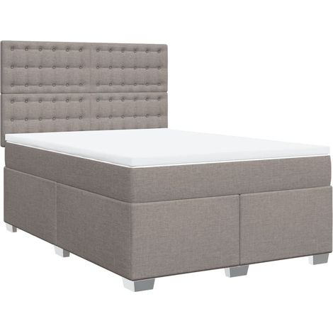 Maison Exclusive - Sommier à lattes de lit avec matelas Taupe 160x200 cm Tissu (1/5)