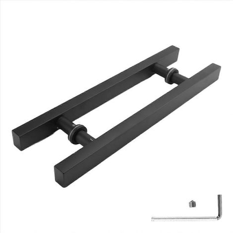 Poignée de porte en acier inoxydable noir mat pour verre et bois (1/5)