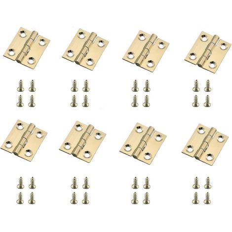 Lot de 8 charnières à paumelle en laiton pour tiroir de meuble, 25 x 22 mm, avec vis. (1/5)