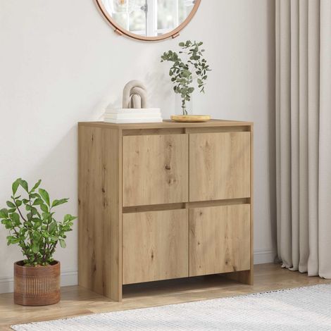 Buffet 4 portes en bois d’ingénierie chêne artisanal, 70 x 41 x 75 cm - PANGIVO (1/5)