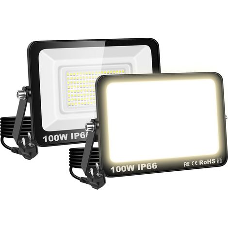 2x 100W Projecteur Exterieur, 10000LM Spot Led Extérieur avec Prise (1/5)