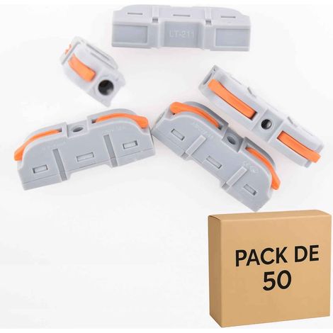 50 Bornes de Raccordement à Levier en ligne (1 entrée / 1 sorties), 32A - LT-211