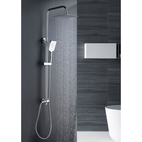 Marwell Duschsystem Bayala Square Duschsäule mit Regendusche 20x20 cm Duschgarnitur Dusch-Set mit verstellbarer Haltestange Handbrause mit 3 Strahlarten (1/5)