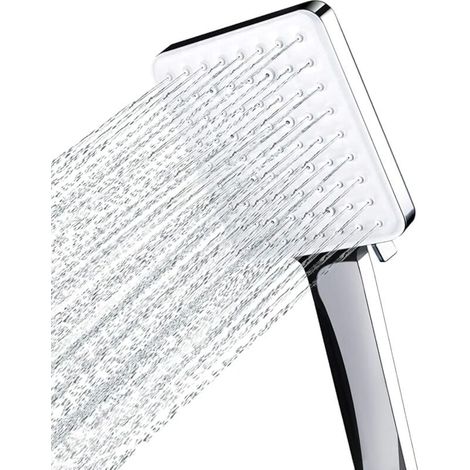 Newentor Pommeau de Douche, Grande Pommeau Douche Carrée avec Commande à Une Main, Pommeau de Douche Haute Pression avec 6 Modes de Douche, Chromés (1/5)