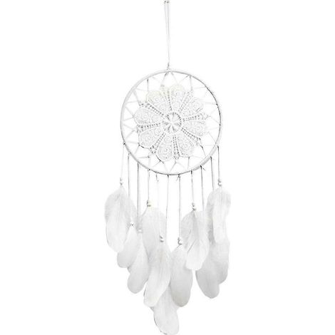 Attrape-rêves bohème éthique en plumes faites main, décoration murale, ornement pour la maison, fête des rêves, blanc (1/5)