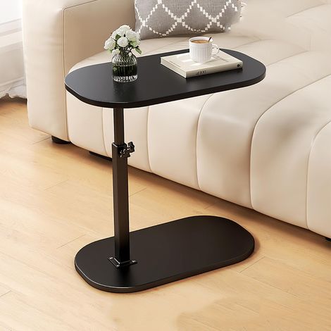 Petite table d'appoint en bois - Petite table basse - En forme de C - Réglable en hauteur - Table basse mobile - Petite table latérale - Support pour ordinateur portable - Pour salon, chambre (1/5)