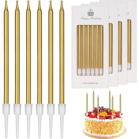 24 Pièces Bougie Anniversaire,Métallique Bougie,Bougies Anniversaire Adulte Enfant,vec Support,Bougie Gateau,Bougies d'Anniversaire Décorative pour Fête de Gâteau,Fête de Mariage,Anniversaire（or） (1/5)