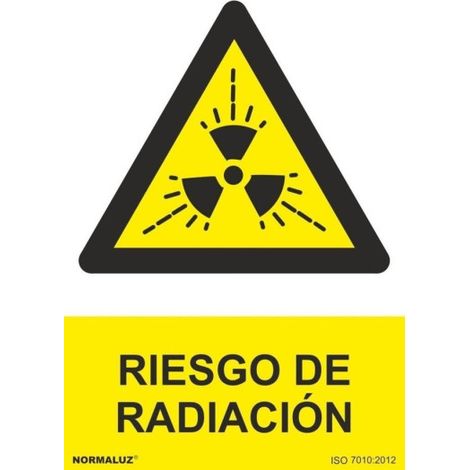Cartel de aviso industrial con tintas UV Riesgo de Radiación SEKURECO                         100 x 150 mm                          ADHESIVOS DE VINILO (1/2)
