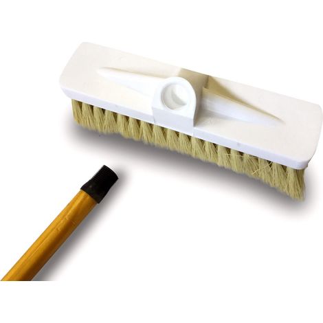Balai brosse lave-pont version Tampico - Monture bois - Douille vissante plastique - Quantité x 1 - Tampico avec manche (1/5)