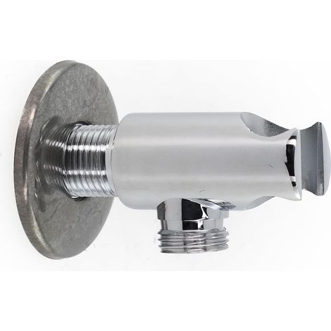 Support de coude mural pour flexible de douche avec filetage mâle G1/2, compatible avec douchette et bidet. (1/5)