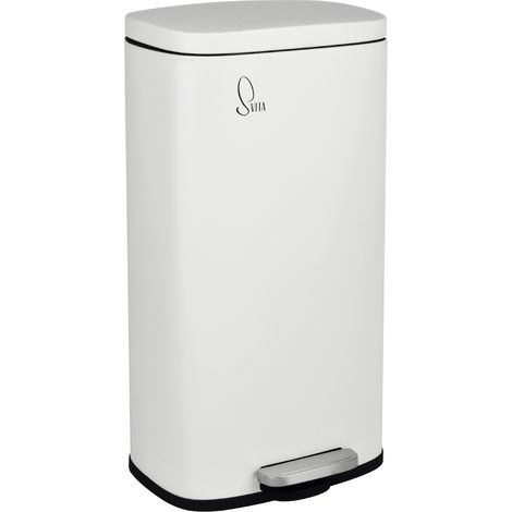 SVITA TQ30 Mülleimer Weiß 30L Treteimer Abfallbehälter Softclose Deckel